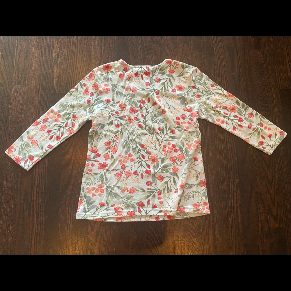 Sweet Floral TShirt three quarter sleeve Small - Picture 2 of 3
